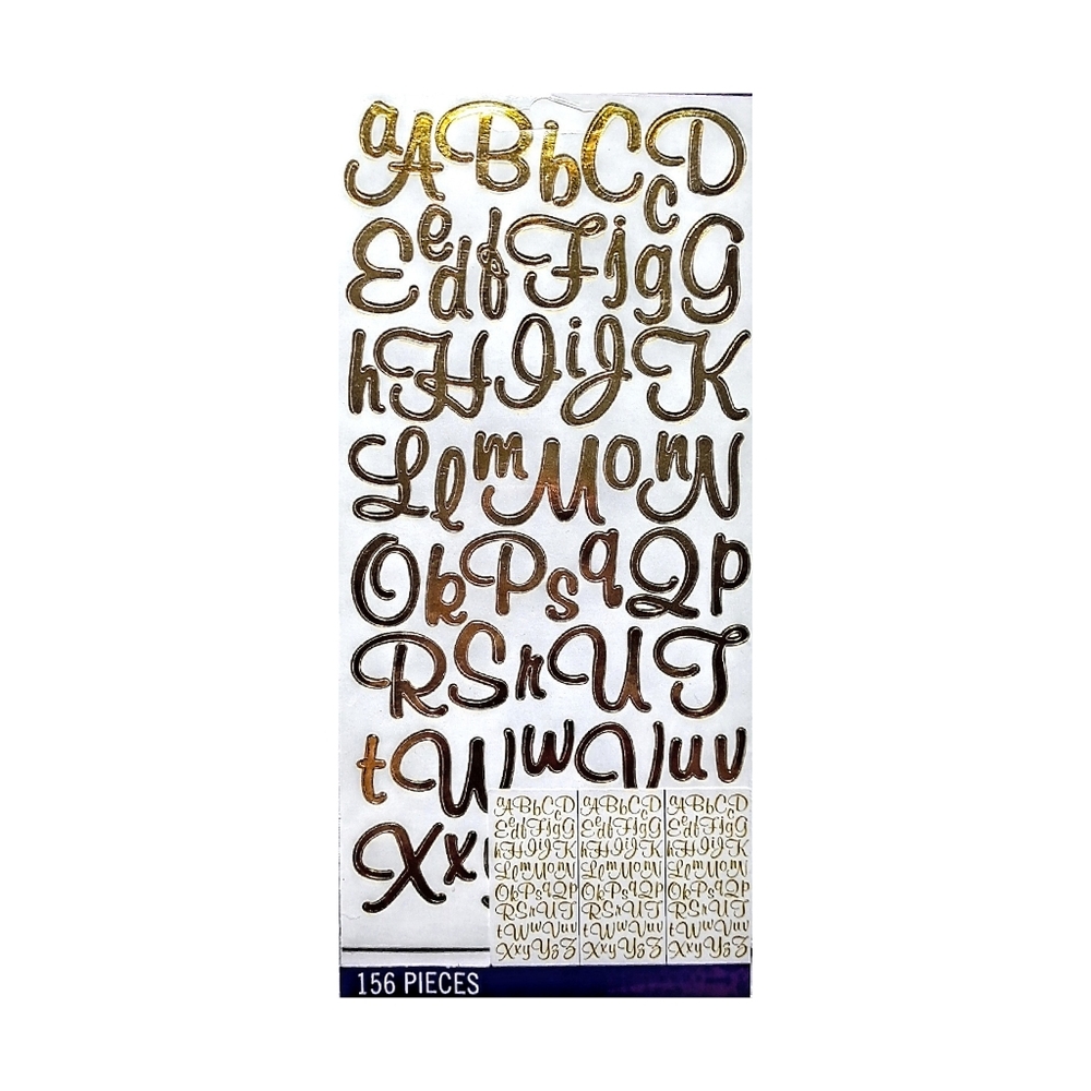 Gold Alphabet Stickers. Gold Foil Mural Script (156 Pcs)